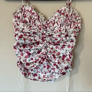 Silk Floral Corset Crop Top